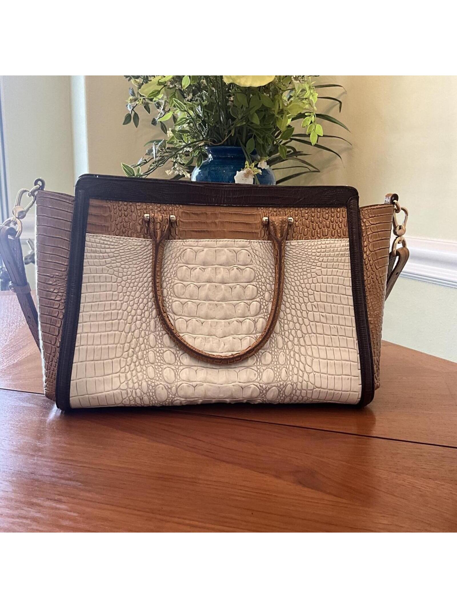 Brahmin Coconut Kedima Tri-Color Harper Satchel